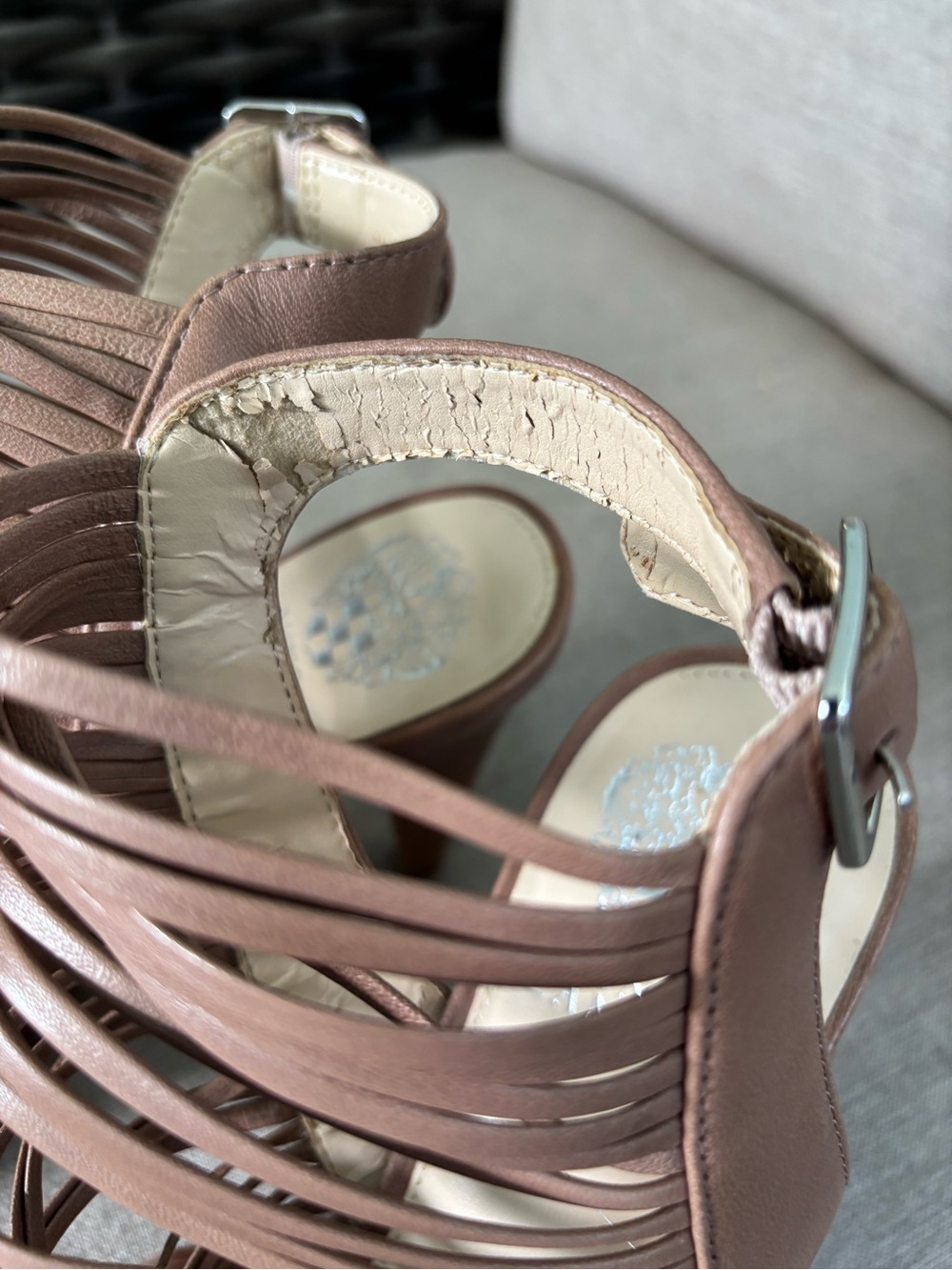 Vince Camuto Strappy Heeled Sandals Taupe Brown Size 10M - Picture 4 of 7